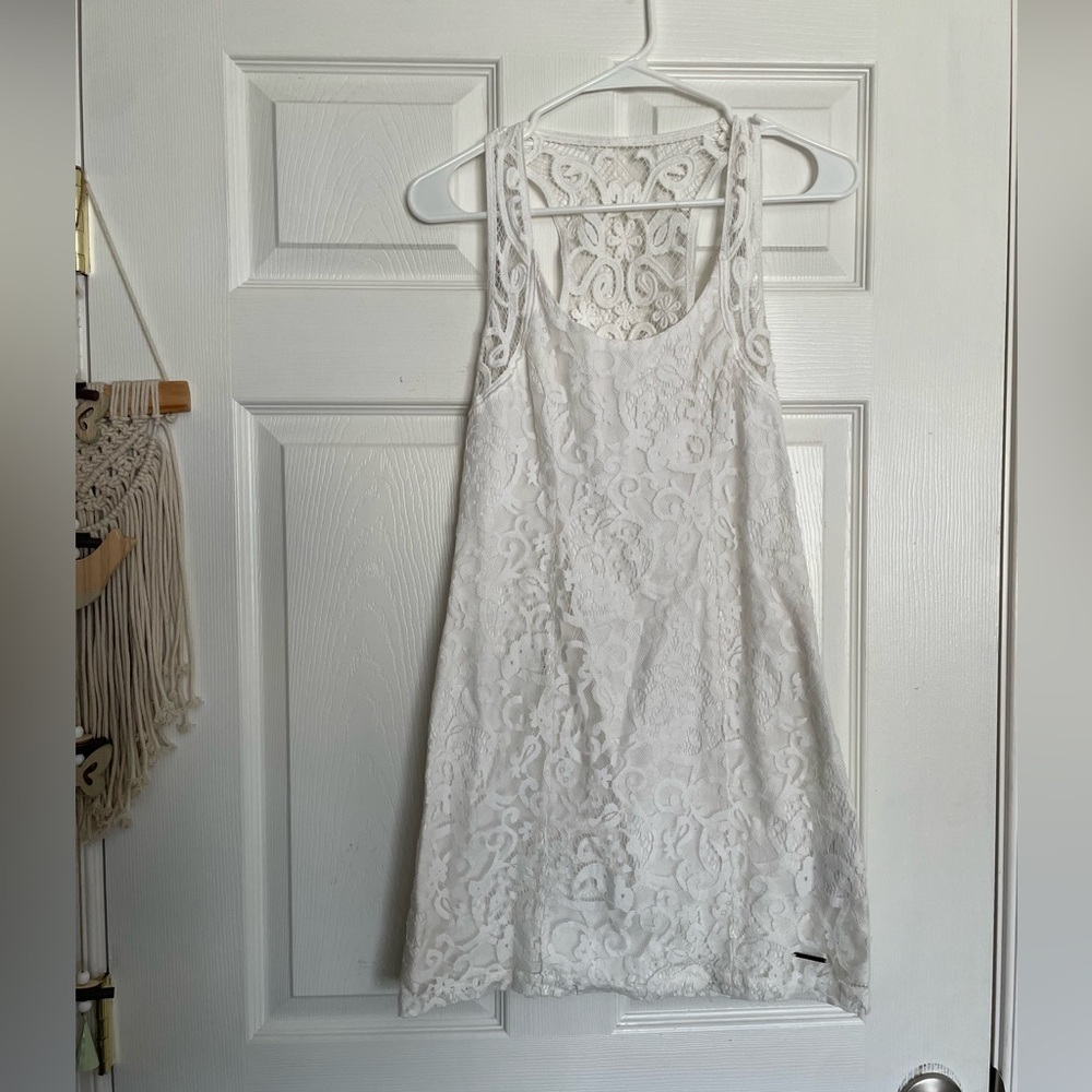 White Lace Sleeveless Dress - Women's Summer Dress